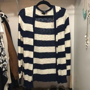 Navy and White Striped Cardigan Size Large